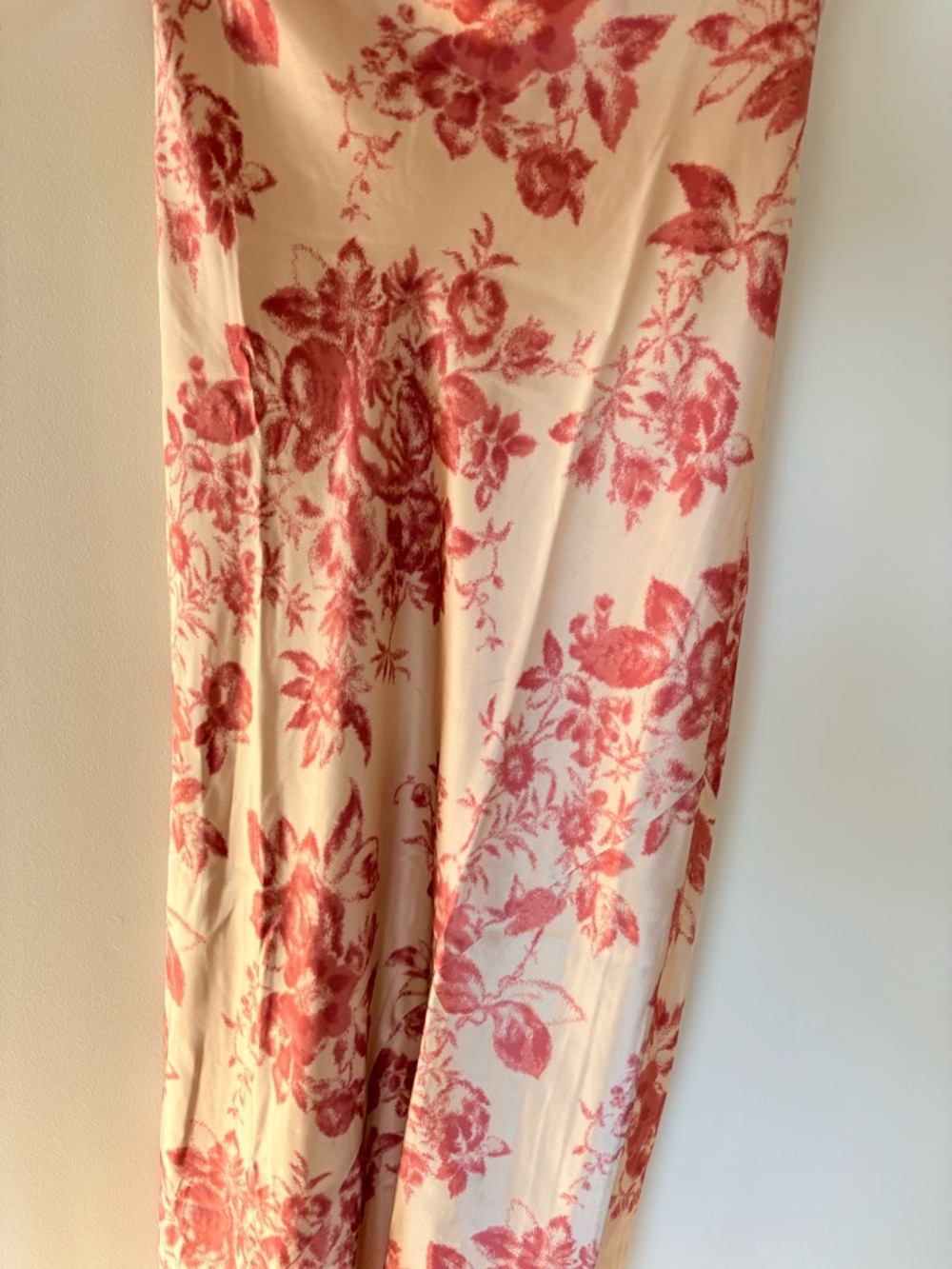 Reformation Anaiis Long Silk Dress Cameo Rose Pink Cream Floral | US 0 UK 4 - Picture 9 of 14